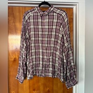 Jane and Delancey Womens Plaid Shirt - Purple and White
